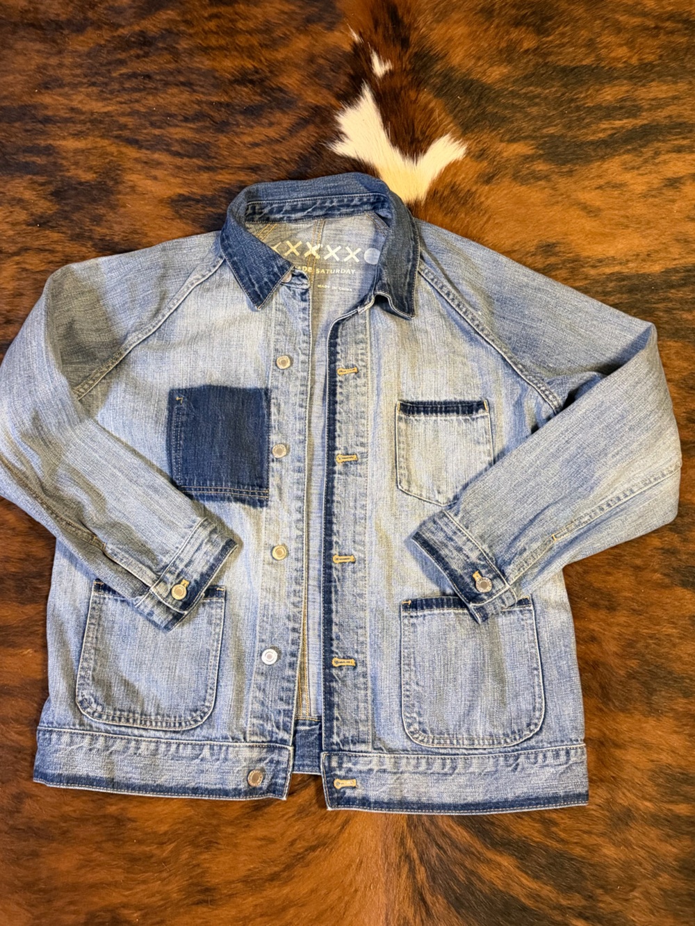 kate spade Saturday Light Blue Patchwork Denim Jacket - Picture 8 of 9